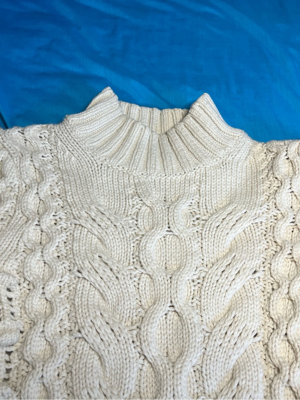 Banana Republic Ticino Cable Knit Puff Sleeve Sweater Cream S - Picture 12 of 16